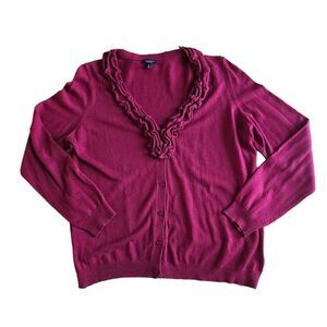 Talbots womens Sz XL red wool blend sweater cardigan